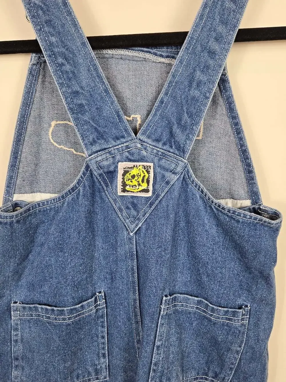 Vintage Disney Dinosaur Denim Overalls Kids Size 7 Born to Be Bad Y2K 90s